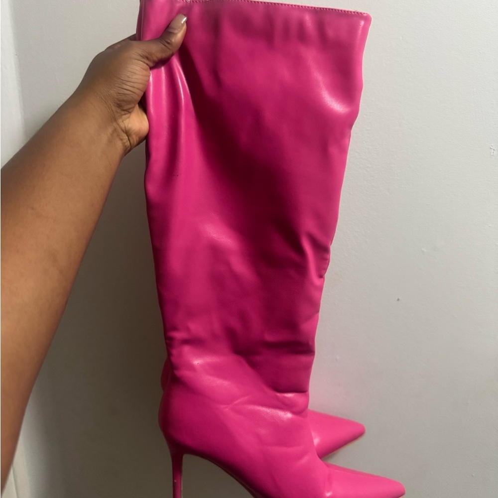 PrettyLittleThing Hot Pink Heeled Boots